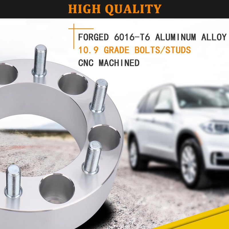 BRTEC 2in 6x5.5 Wheel Spacers, 2pcs 6x139.7 M12x1.5 Studs 108mm Center Bore Spacerï¼ŒCompatible for 2005-2015 Toyota Tacoma 4WD/ 88-09 4-Runner, for 96-97 Lexus LX450/ 03-09 GX470 - Image 4